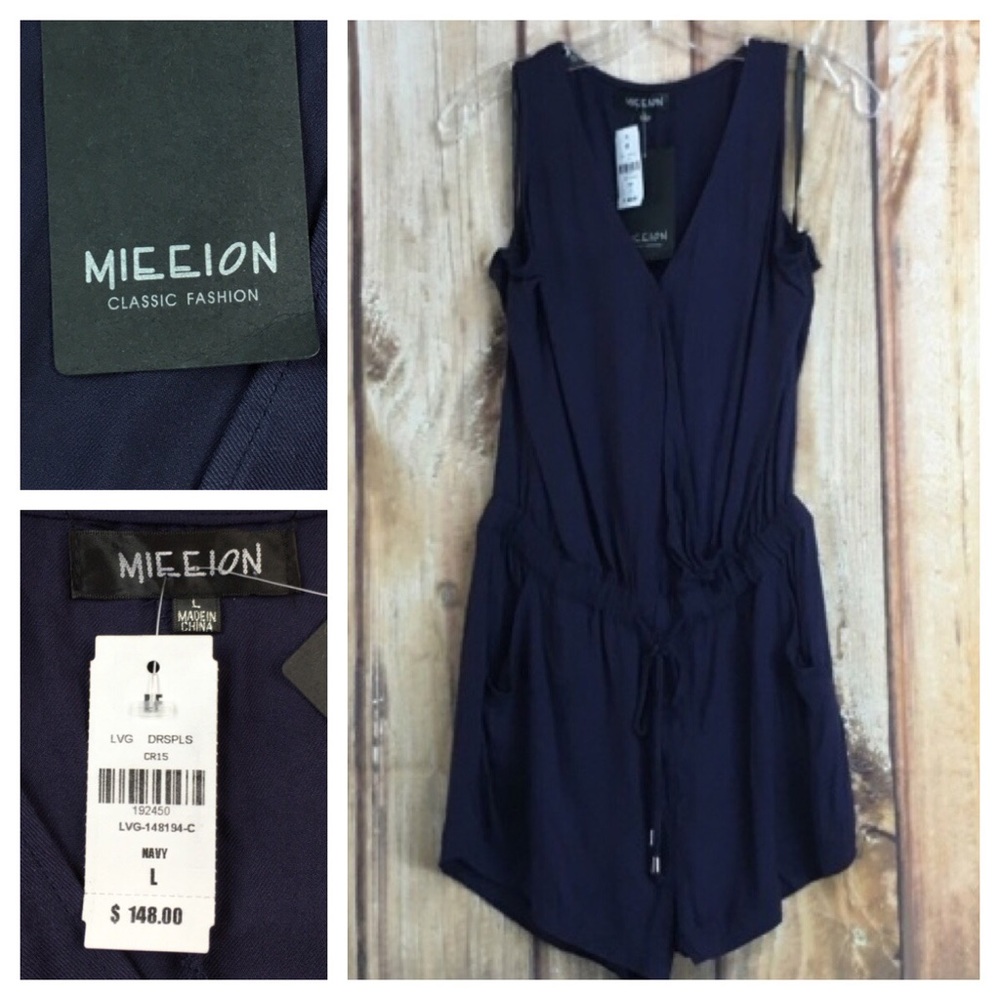 💸NWT Mieeion blue sleeveless romper size Large
